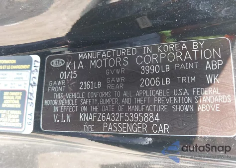 2015 Kia Forte Koup Sx из США, поврежденный, VIN KNAFZ6A32F5395884